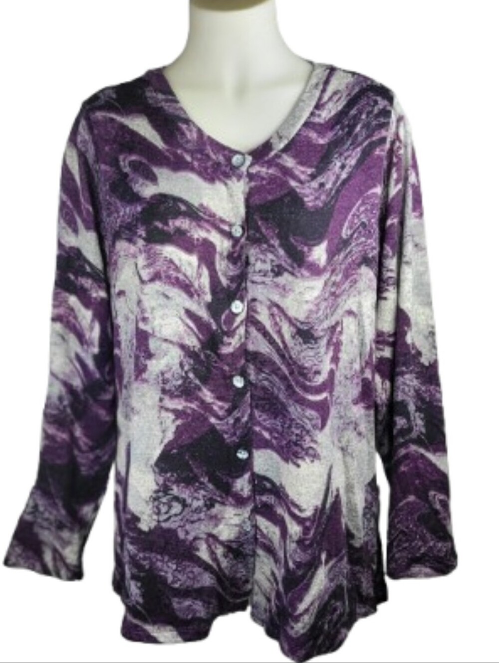 Allie & Rob Purple Gray Cardigan Sz 1X